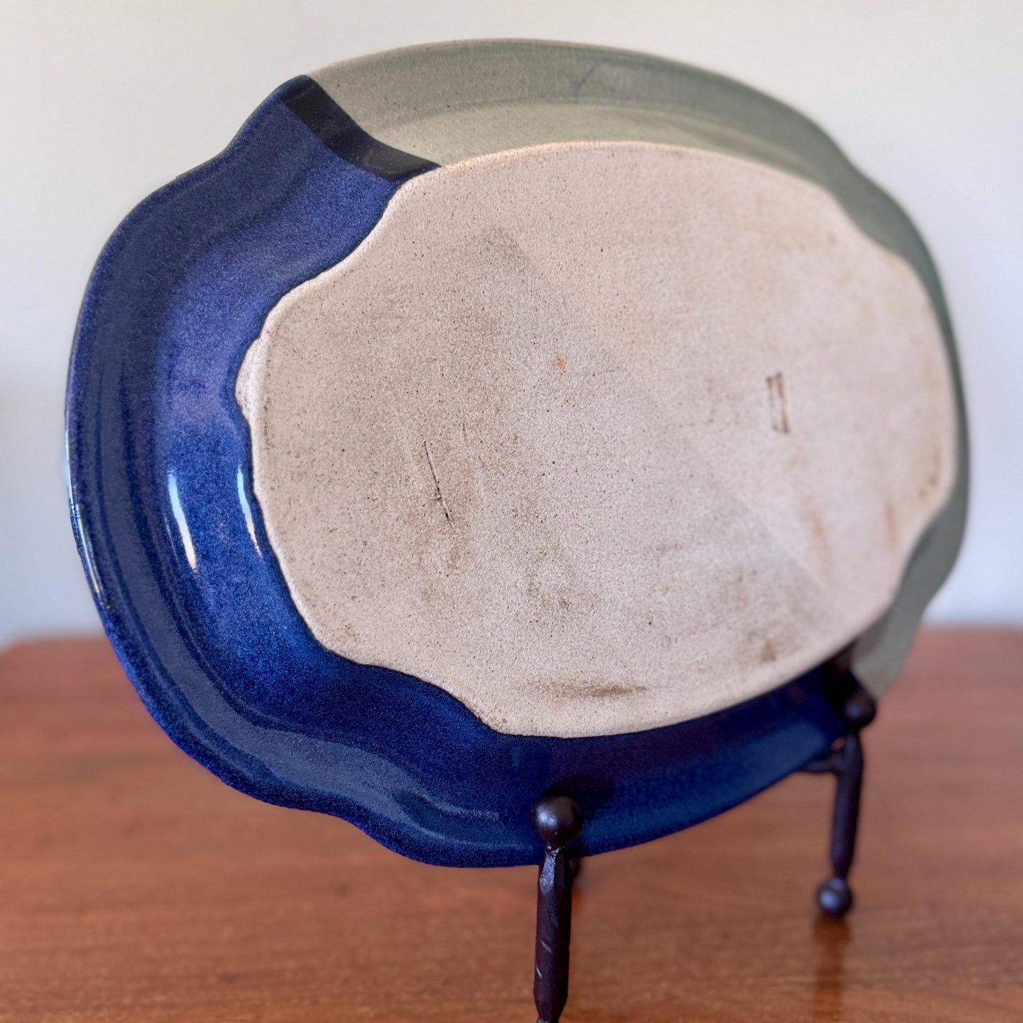 Vintage Chatham Pottery Platter – Hand-Painted Floral Stoneware Serving Tray
