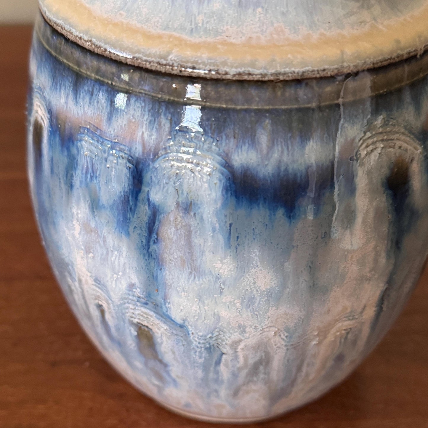 Handmade Blue Drip Glaze Pottery Vase by Joe Chomyn (8-inch)