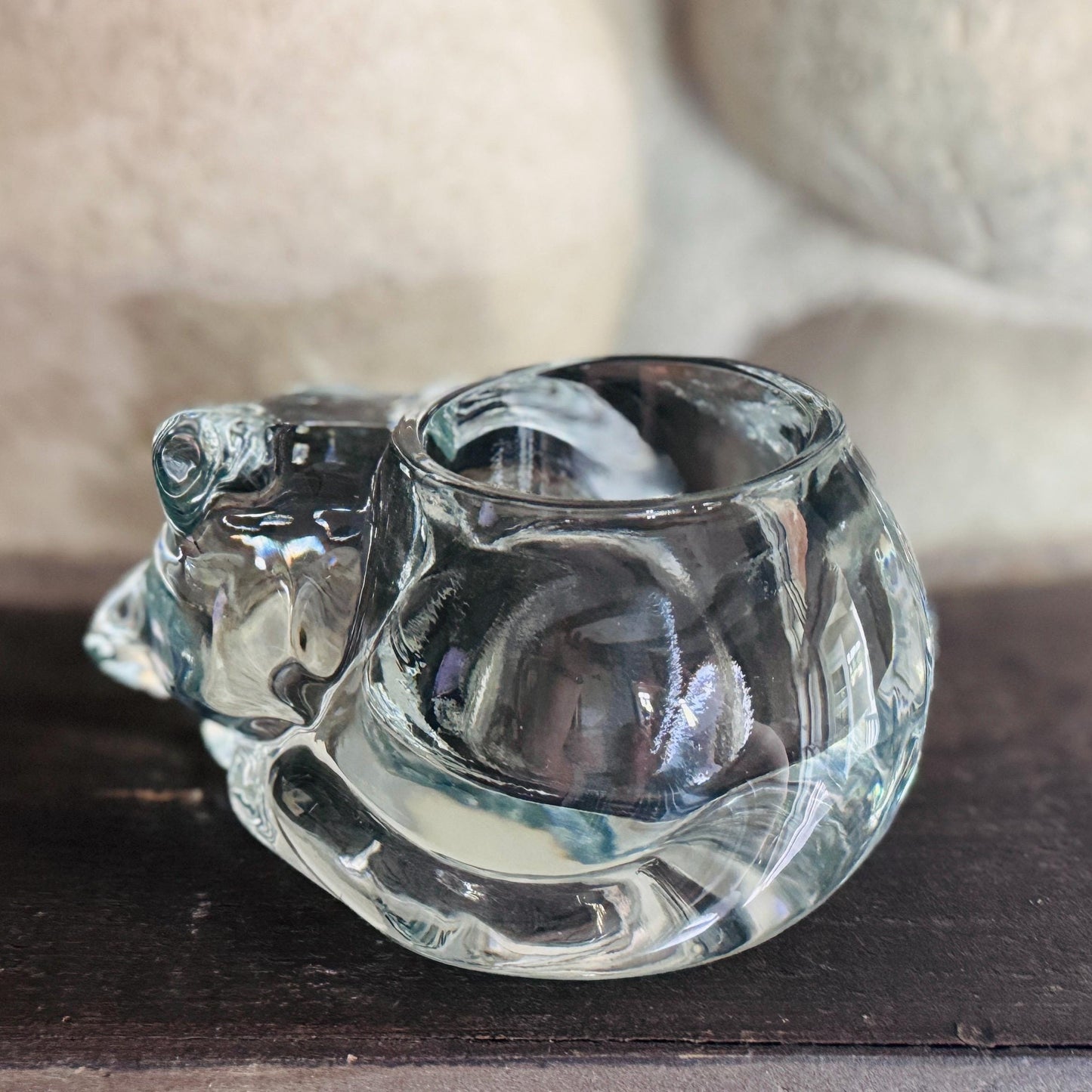 Vintage Indiana Glass Cat Votive: Sleeping Cat Candle Holder