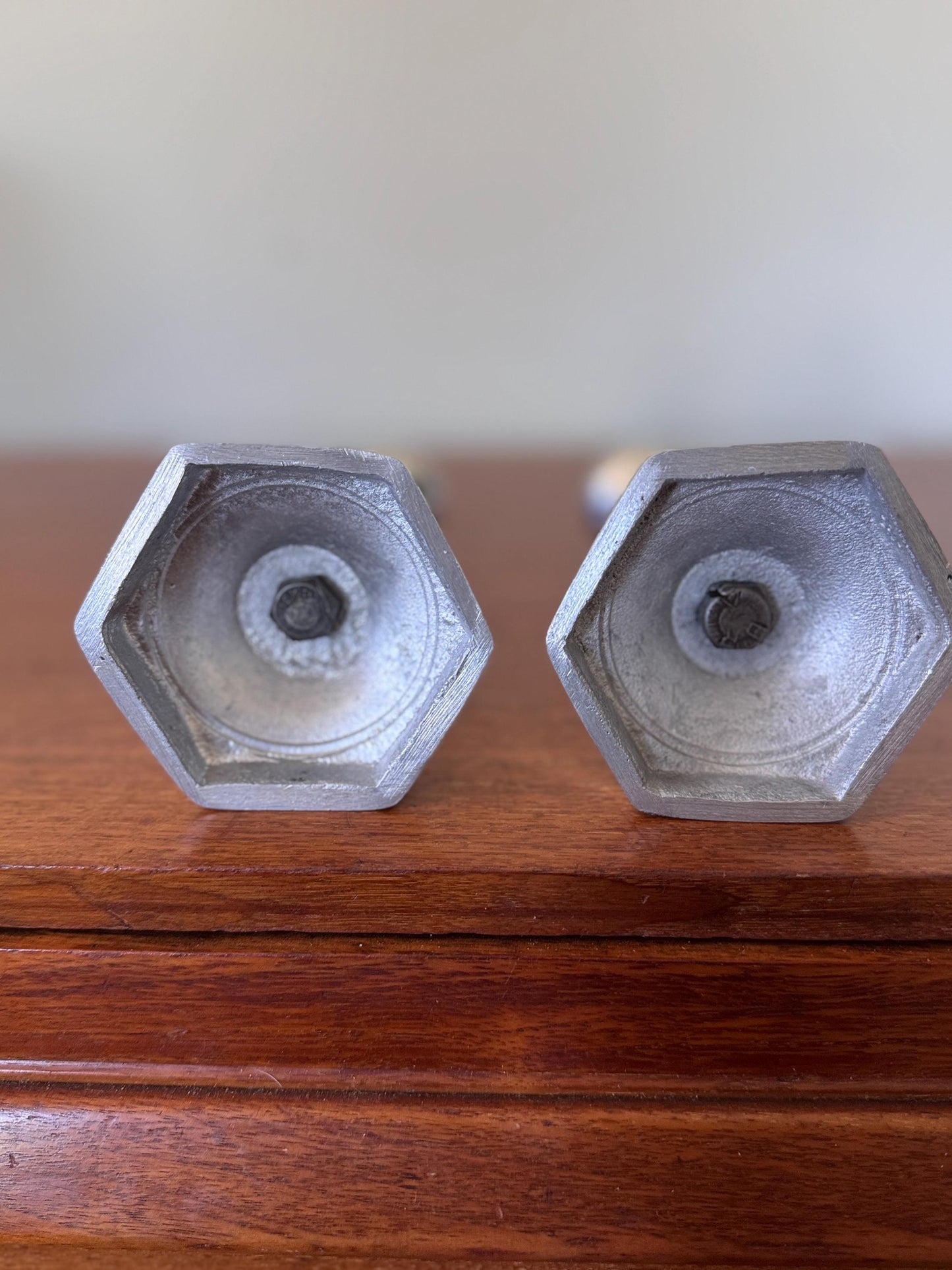 Vintage Aluminum Barley Twist Spiral Candlestick Holder, Taper Candle Pair Mid Century Modern