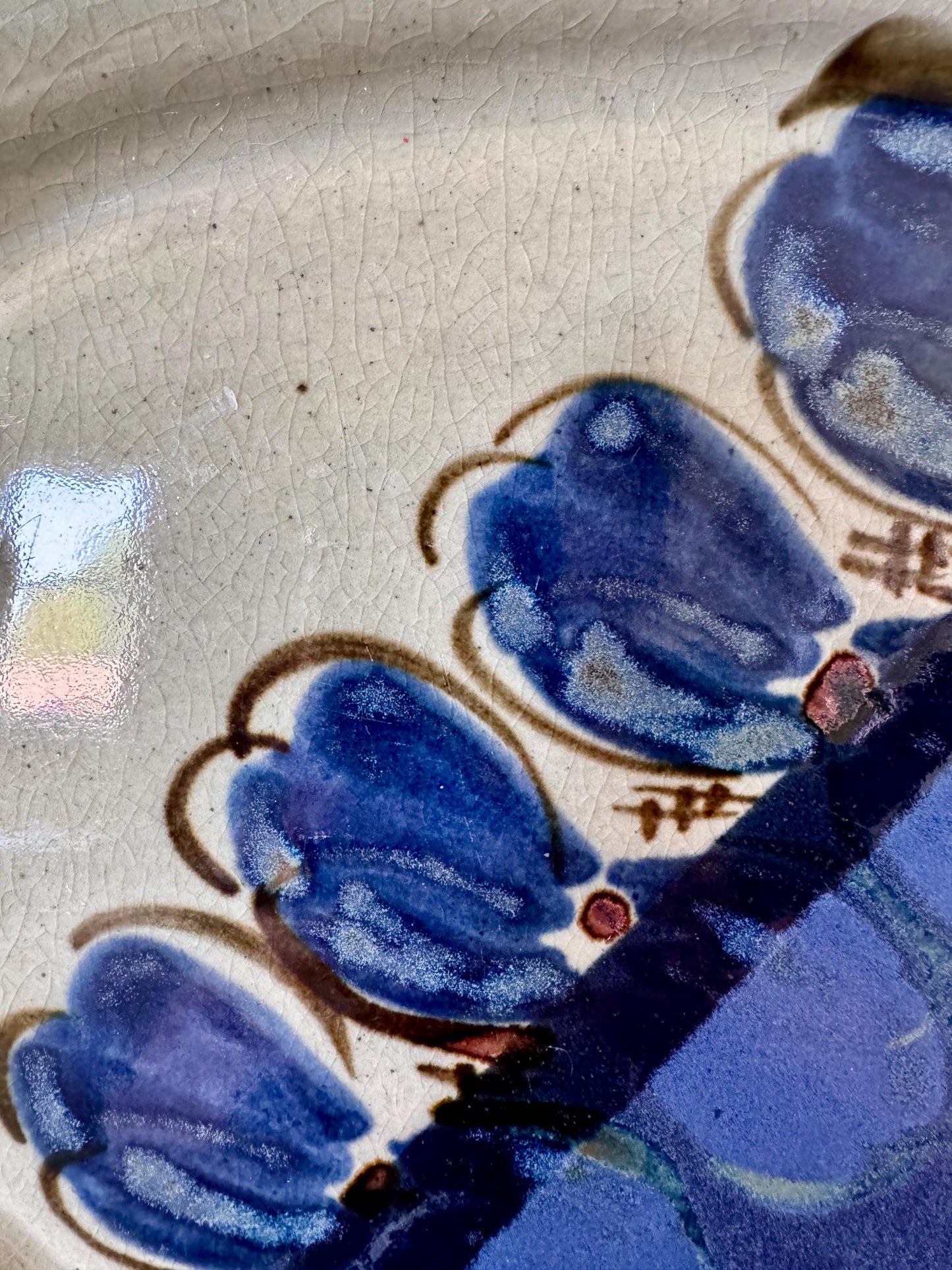 Vintage Chatham Pottery Platter – Hand-Painted Floral Stoneware Serving Tray