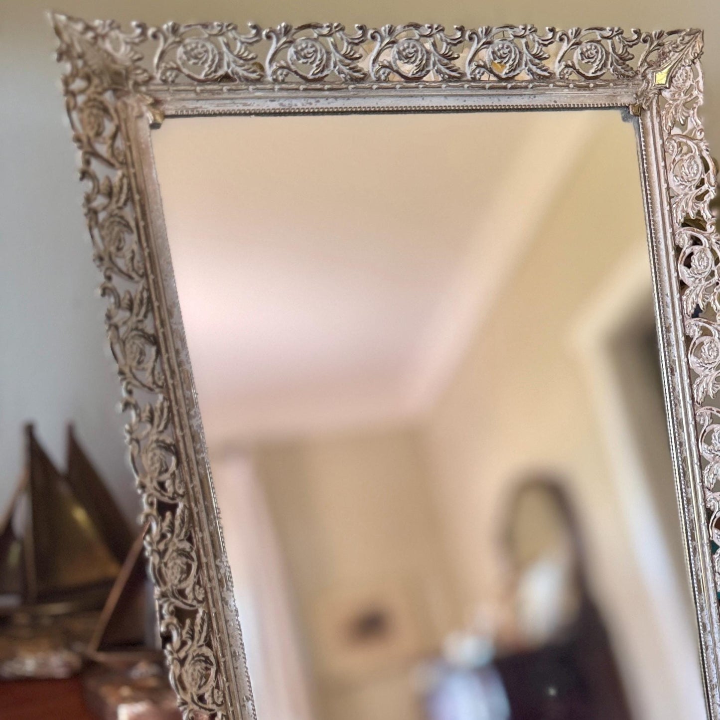 Vintage Hollywood Regency Mirrored Tray | Gilt Filigree Perfume Display