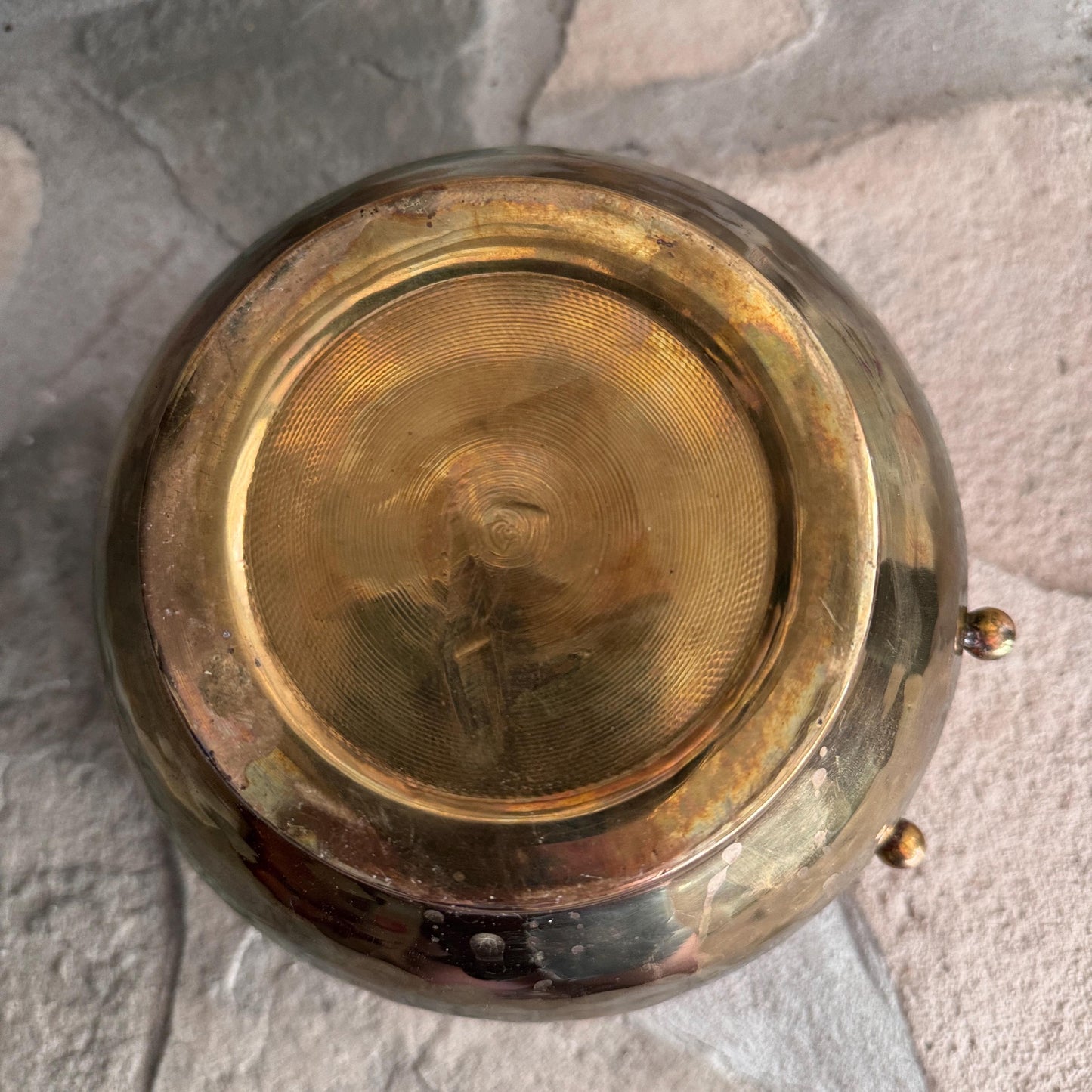 Vintage Hammered Brass Pot with Rope Detail: Boho Planter Bowl