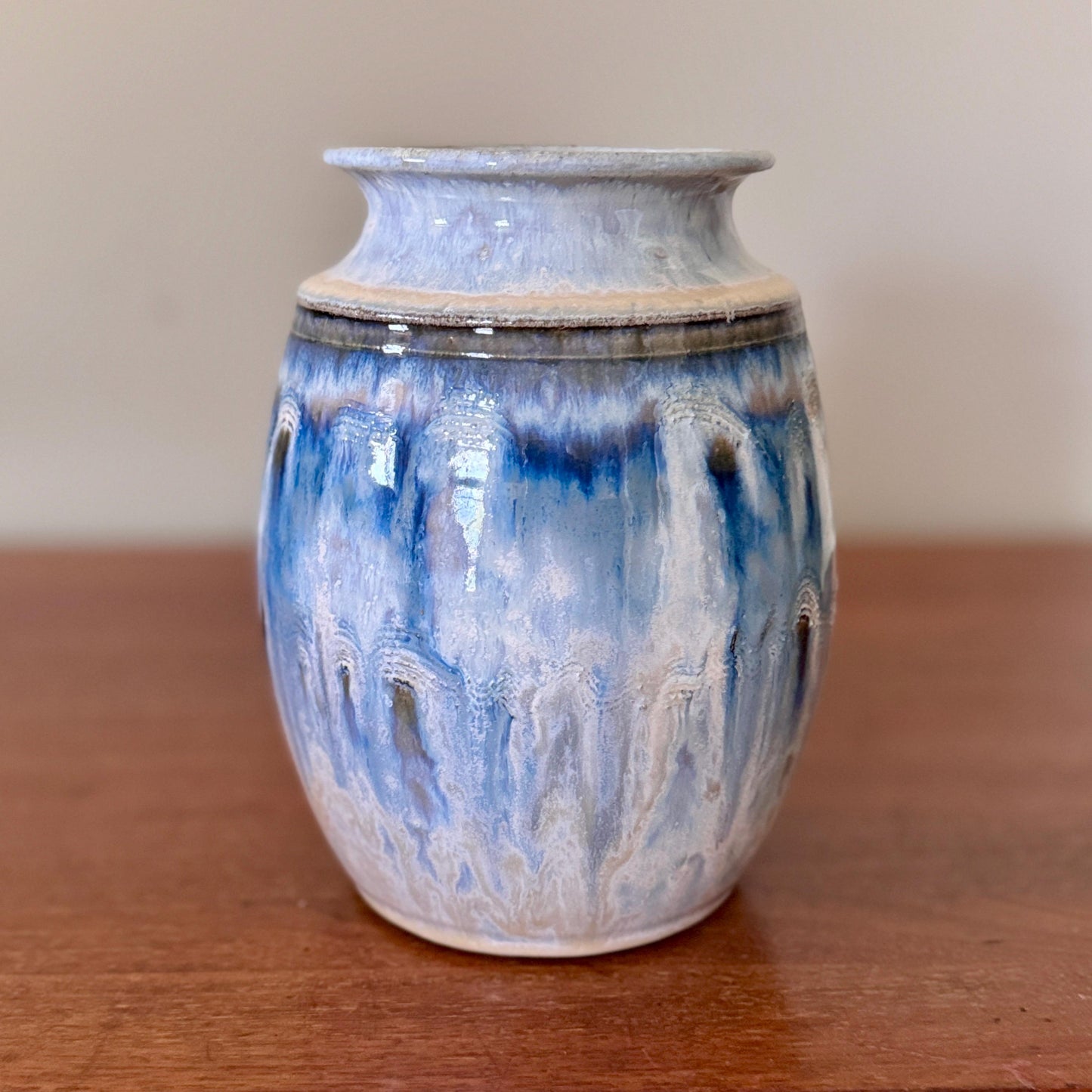 Handmade Blue Drip Glaze Pottery Vase by Joe Chomyn (8-inch)
