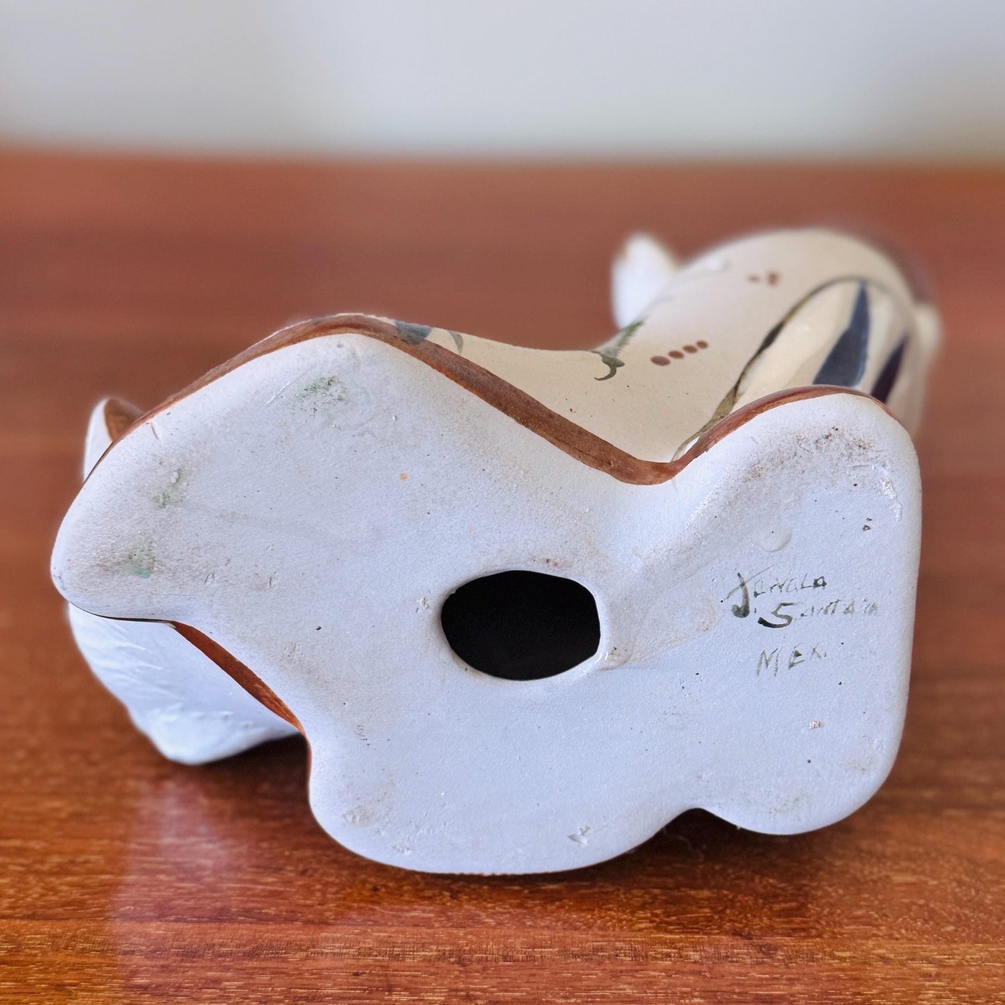 Vintage Tonalá Pottery Cat Figurine | Hand-Painted Mexican Folk Art