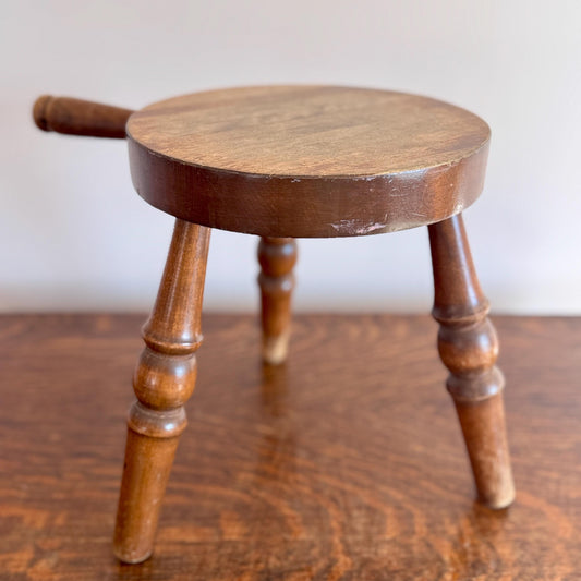Vintage Wooden Milking Stool – Rustic Farmhouse Decor, Accent Stand