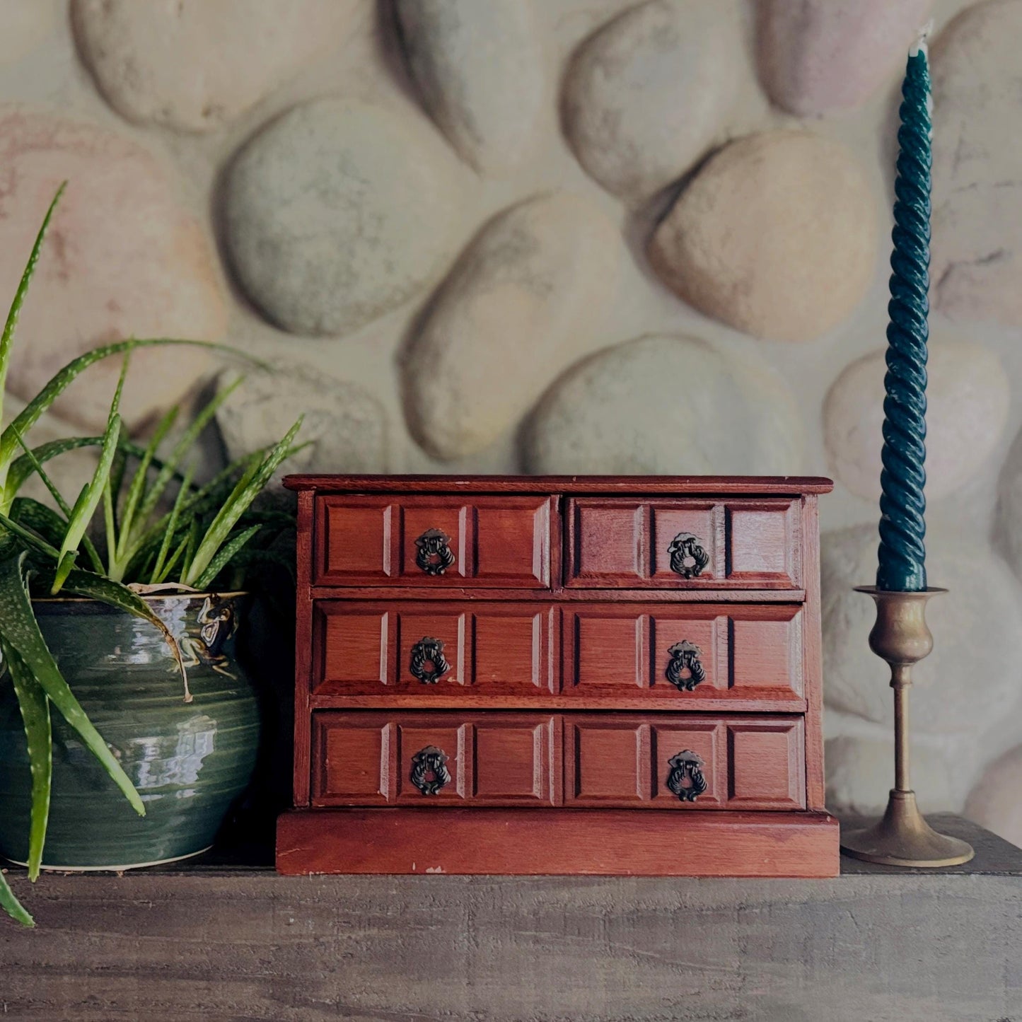 Vintage Sanyei Miniature Wooden Chest of Drawers/Jewelry Music Box
