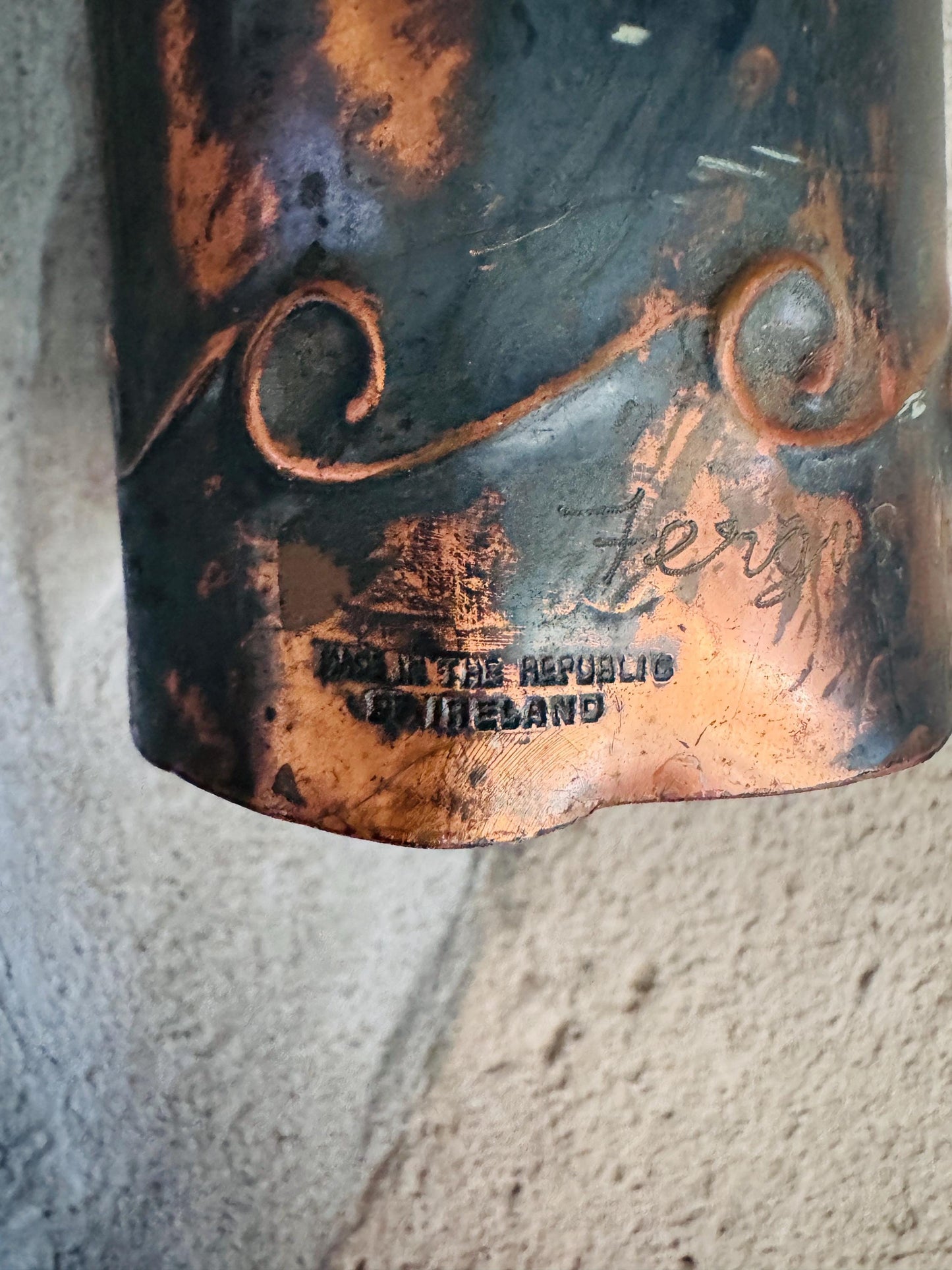 Vintage Brutalist Copper Sculpture: Signed Fergus O'Malley Irish Saint Figure