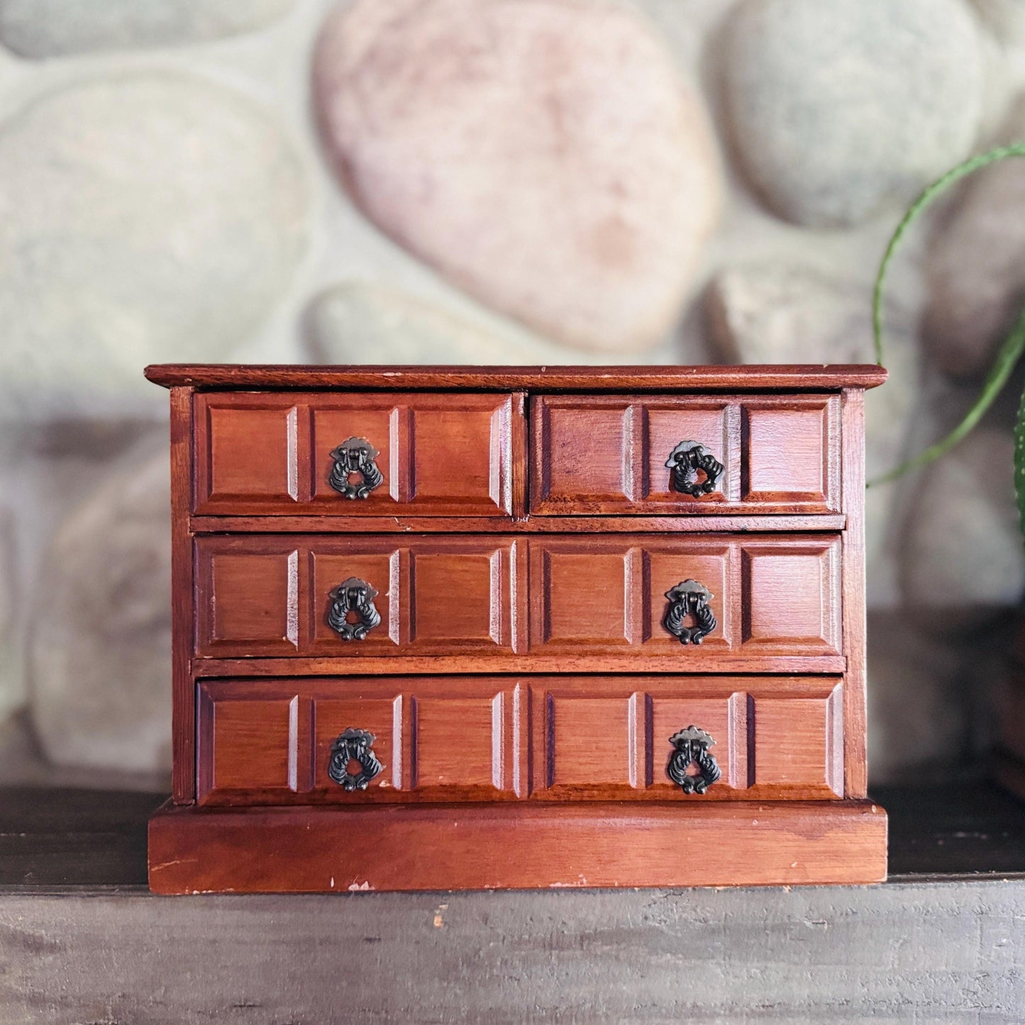 Vintage Sanyei Miniature Wooden Chest of Drawers/Jewelry Music Box