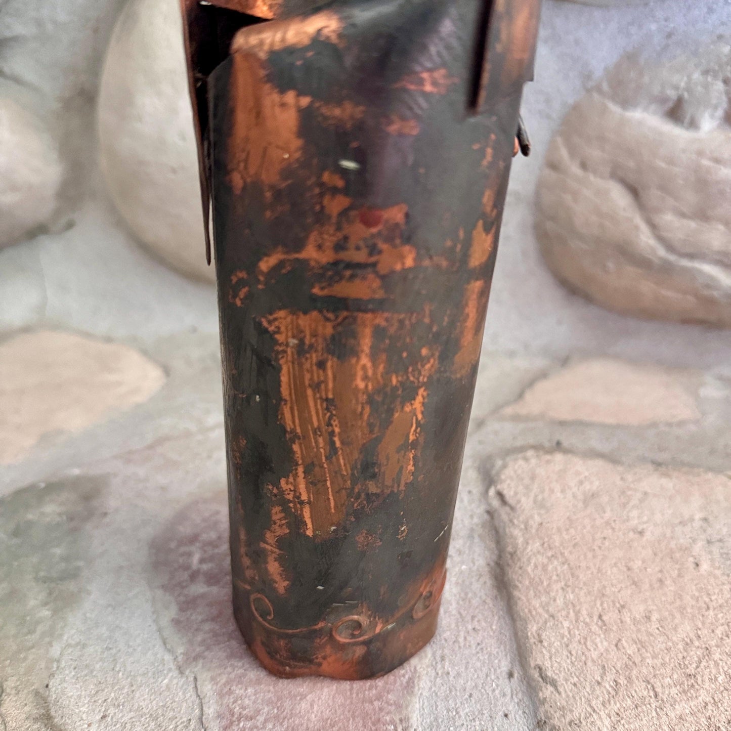 Vintage Brutalist Copper Sculpture: Signed Fergus O'Malley Irish Saint Figure