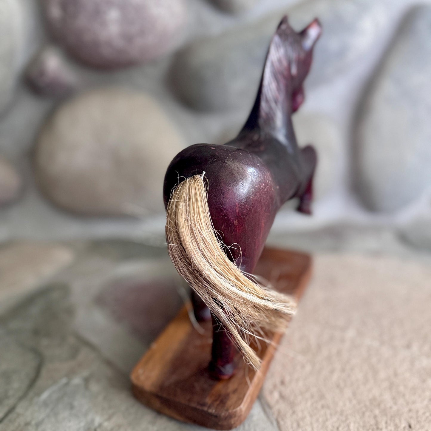 Hand-Carved Wooden Dressage Piaffe Horse Statue – Roatán, Honduras Folk Art – Equestrian Décor
