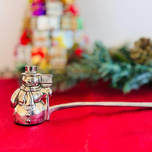 Vintage Godinger Christmas Snowman Candle Snuffer – Silverplate Holiday Candle Extinguisher