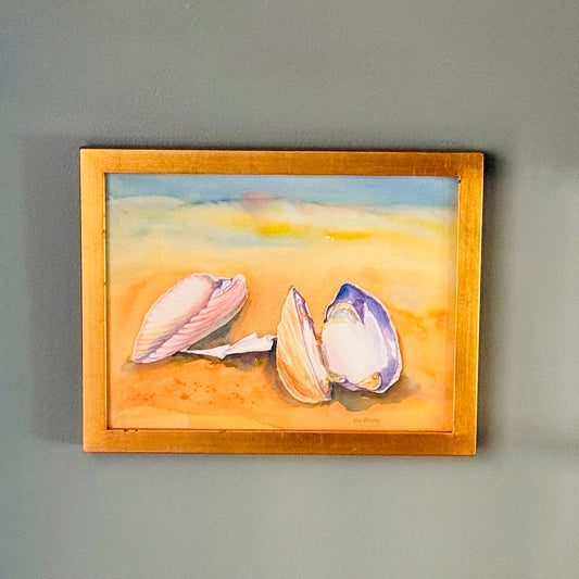 Vintage Seashell Watercolor Painting: Framed Coastal Wall Art by Ute O'Malley
