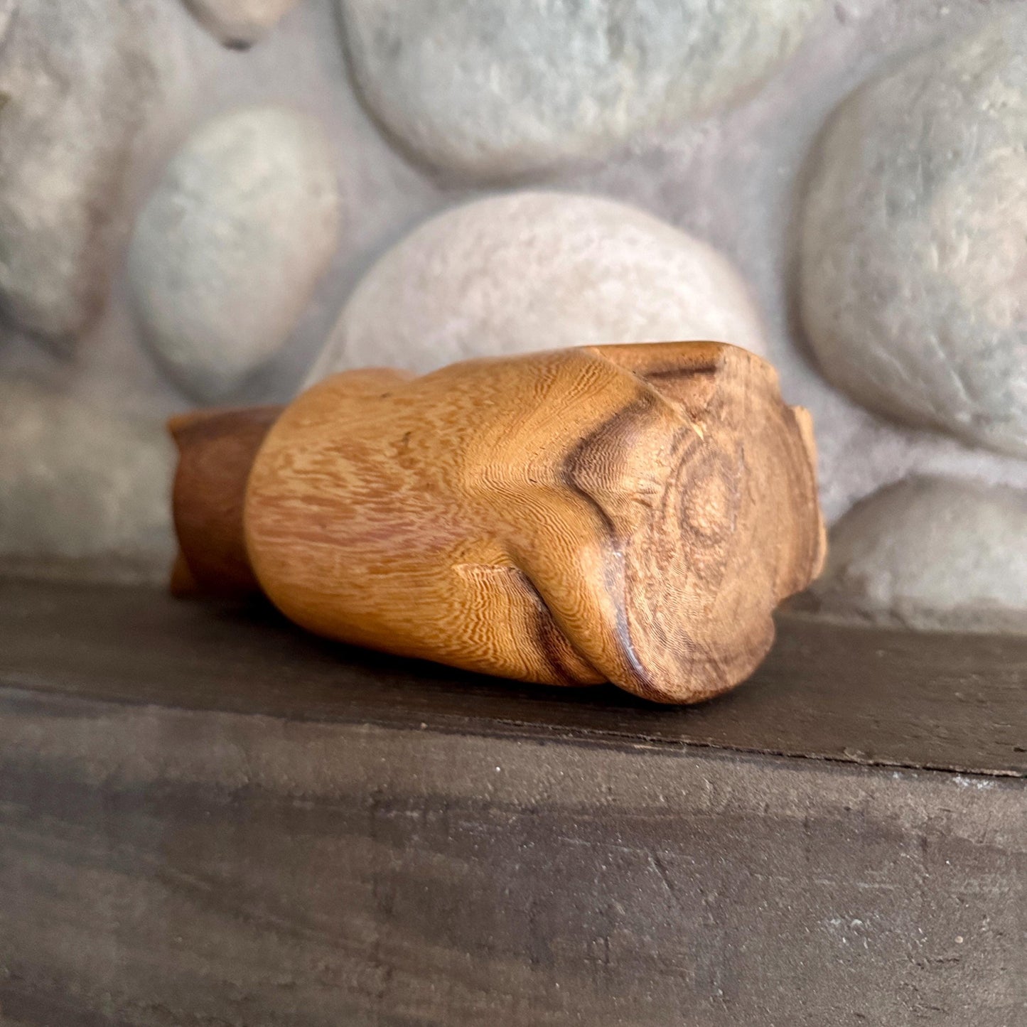Vintage Hand Carved Wooden Mid Century Modern Cat Sculpture