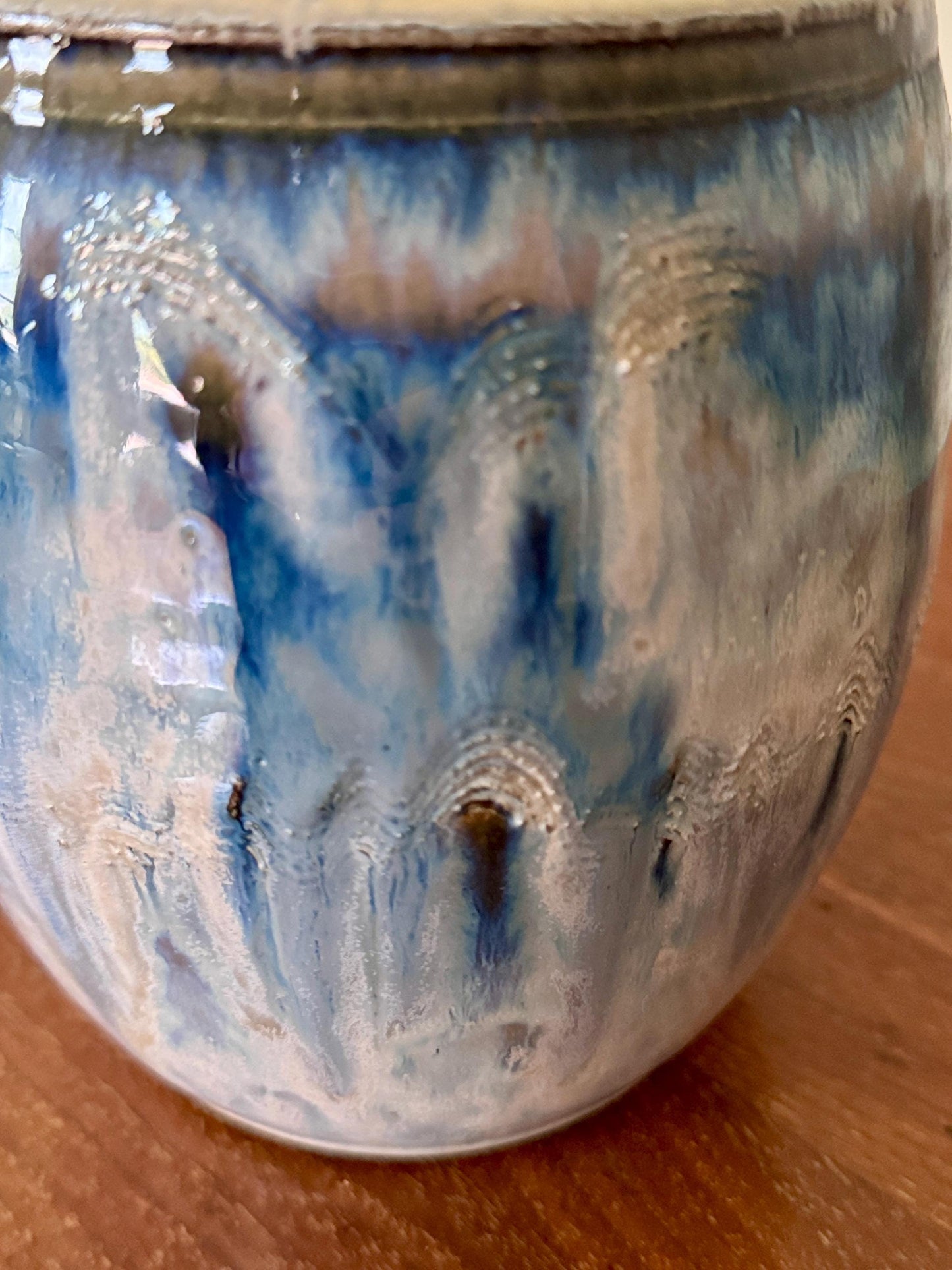 Handmade Blue Drip Glaze Pottery Vase by Joe Chomyn (8-inch)