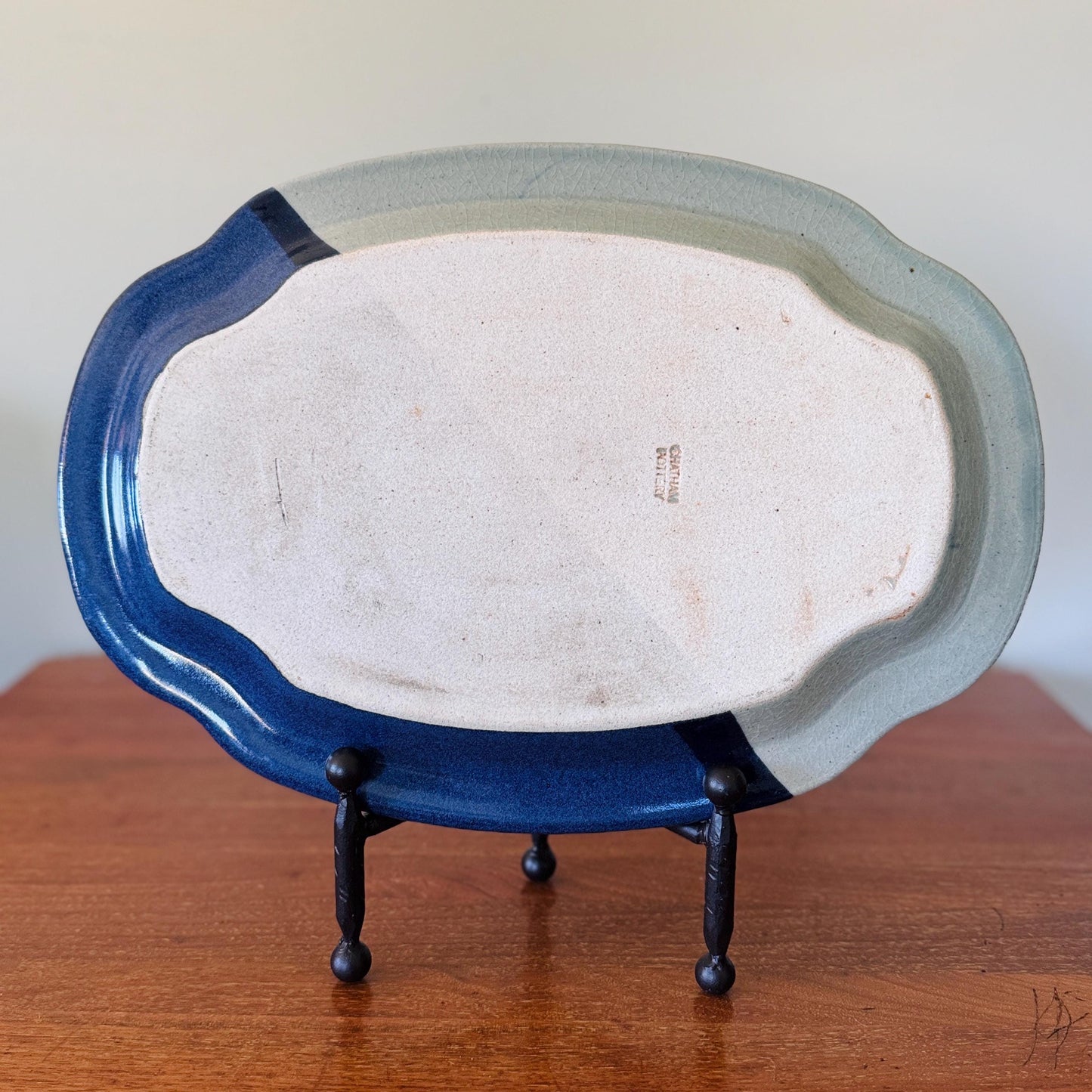 Vintage Chatham Pottery Platter – Hand-Painted Floral Stoneware Serving Tray