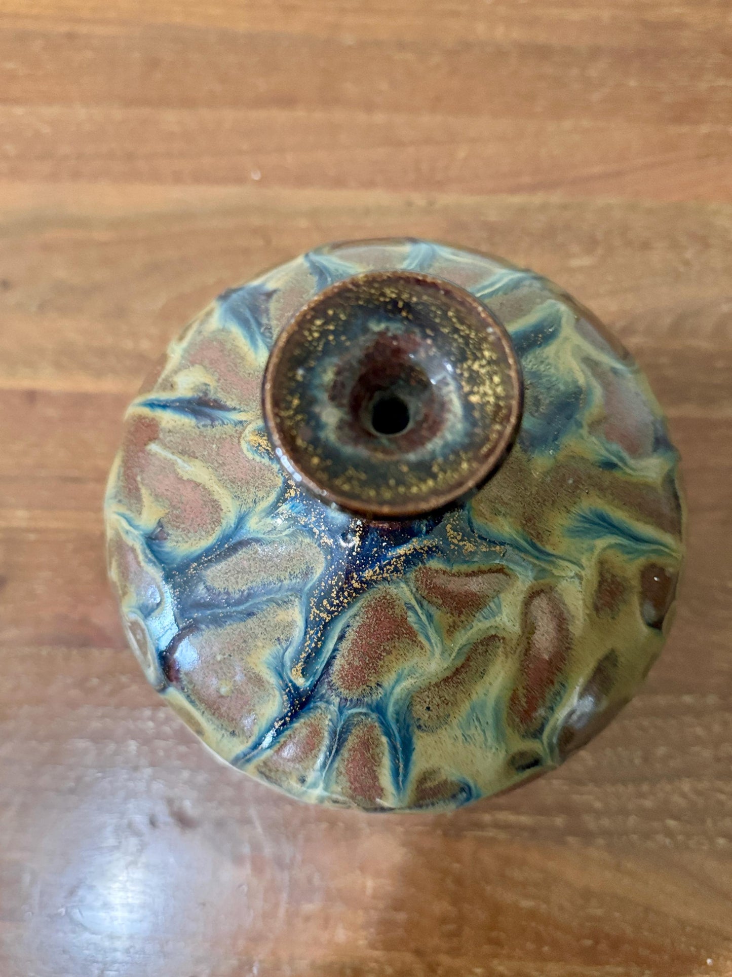 Japanese Style Studio Art Pottery Drip Glaze American Shino Vase, Mid-Century Modern Artisan Decor