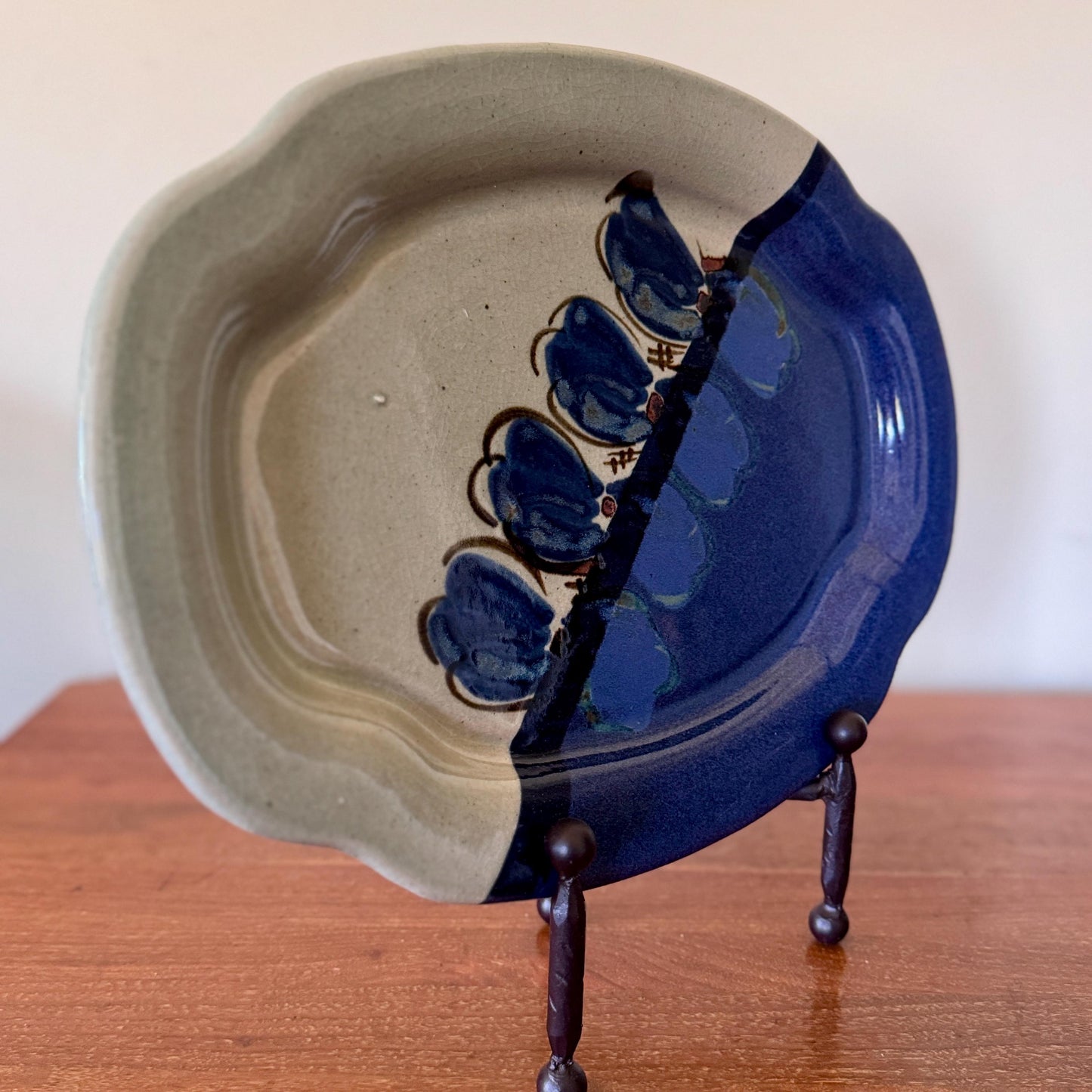 Vintage Chatham Pottery Platter – Hand-Painted Floral Stoneware Serving Tray