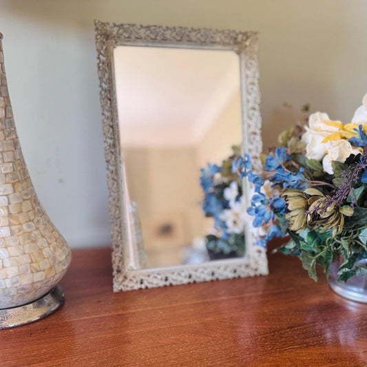 Vintage Hollywood Regency Mirrored Tray | Gilt Filigree Perfume Display